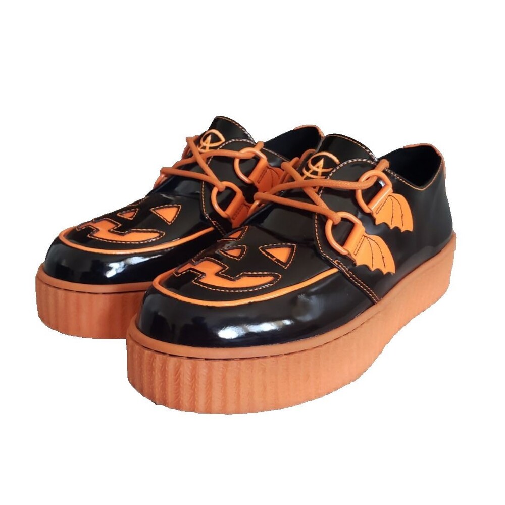 Strange Cvlt Krypt Jack O Lantern Black and Orange Shoes Women's Size 7